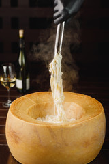 Parmesan cheese with wine