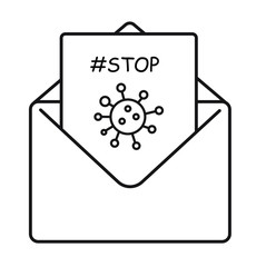  Stop coronavirus mail icon.Message information about Covid-19.Vector illustration.