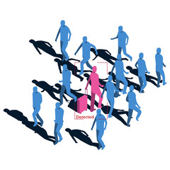 Isometric view of the Pink traveller was detected his illness by AI system.