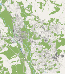 map of the city of Oxford, Oxfordshire, South East England, England, UK