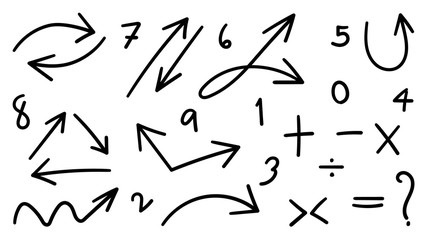 Hand drawn arrow vector icons set. sketch arrow design for business plan and education and marketing. 