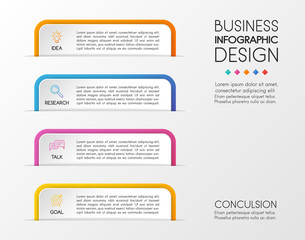 Business infographic design with 4 elements. Vector