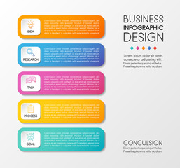 Vertical infographic with 5 steps. Business diagram. Vector
