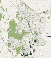 map of the city of Peterborough, Cambridgeshire, East of England, England, UK