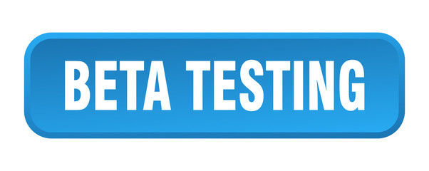 beta testing button. beta testing square 3d push button