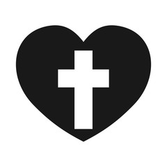 Obraz premium Religion christian cross with heart icon. Vector illustration.