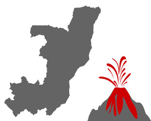 Karte des Kongo mit Vulkan © lantapix