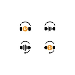 Headphone logo template vector icon illustration