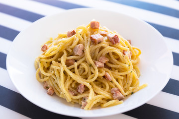 Spaghetti carbonara on a plate