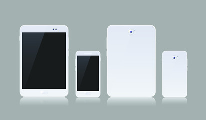 White Gadget with Blank Touch Screen . Isolated Elements on Background