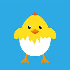 Happy easter egg chick sign, background vector