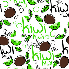  Seamless pattern.Vector.Fruit.Kiwi.