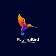 Vector Logo Illustration Flaying Bird Gradient Colorful Style. © Artnivora