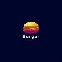 Vector Logo Illustration Burger Gradient Colorful Style.