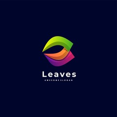 Vector Logo Illustration Abstract Leaves Gradient Colorful Style.