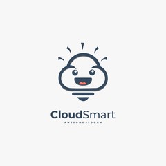 Vector Logo Illustration Cloud Smart cute cartoon.