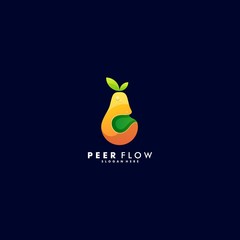 Vector Logo Illustration Fresh Pear Gradient Colorful Style.