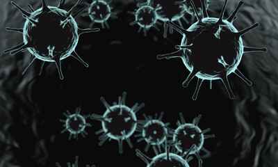 coronavirus 2019-ncov 3D medical illustration. Microscopic view. Floating cells. SARS