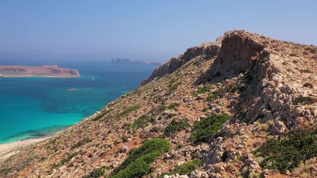 Aerial video of Platiskinos mountain range. Crete, Greece.