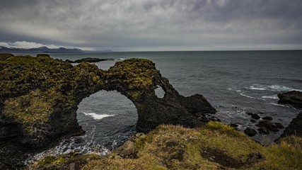Seaside with arch cliff, Arnarstapi Iceland