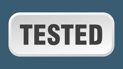 tested button. tested square 3d push button