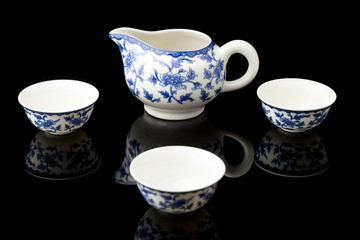 Blue and white porcelain tea set