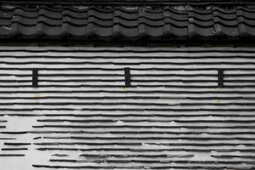 Old Japanese clay wall using roof tile