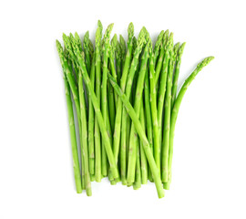 Fresh green asparagus isolated on white, With clipping path.