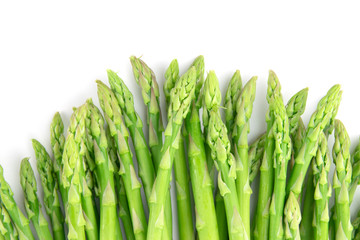 Fresh green asparagus isolated on white, With clipping path.