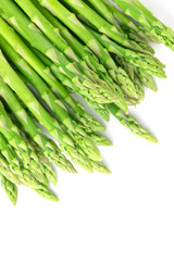 Fresh green asparagus isolated on white, With clipping path.