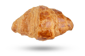 Delicious, fresh croissants isolated on white, With clipping path. French breakfast.