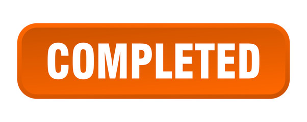 completed button. completed square 3d push button