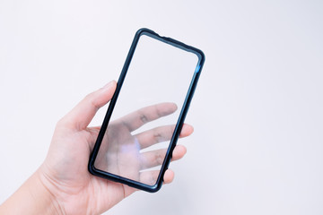 A man holding glasses mockup smartphones
