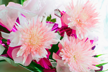 Beautiful bouquet of pink chrysanthemums.