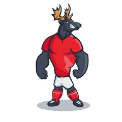 Deer cartoon mascot design with modern illustration concept style for sport team