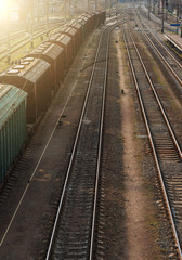 Fototapeta premium Railway junction wih freight train