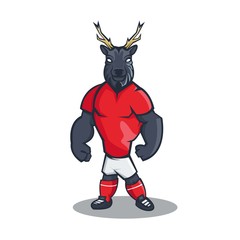 Deer cartoon mascot design with modern illustration concept style for sport team