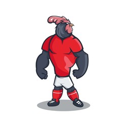 Rooster cartoon mascot design with modern illustration concept style for sport team