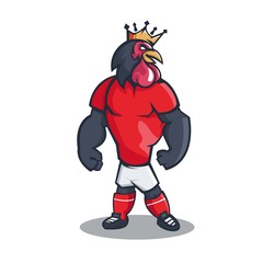 Rooster cartoon mascot design with modern illustration concept style for sport team