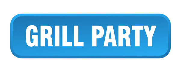 grill party button. grill party square 3d push button