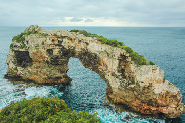 Naklejka premium Es Pontas - picturesque rock arch in Santanyi, Mallorca, Spain