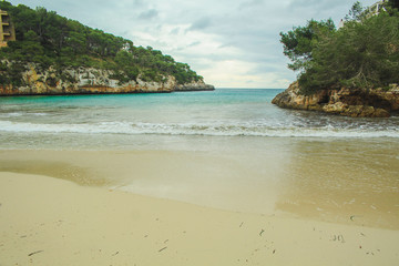 Cala Santanyi - beautiful empty beach during low season in Santanyi, Mallorca, Spain