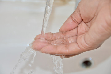Hand washing close up