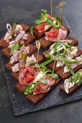 canape with meat  and vegetables
