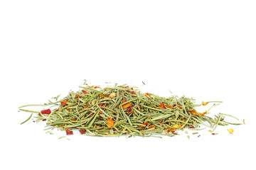 Rosemary, paprica, chili pepper spices mix isolated on white background
