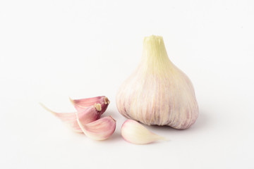 Onion slices with husk Isolated on a white background
