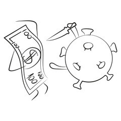 Coronavirus versus Economy. Concept of the global economic crisis. Vector illustration 