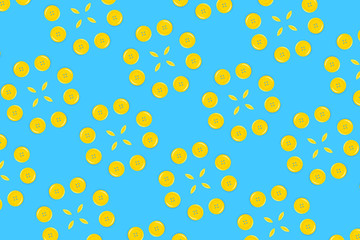 Yellow buttons on blue background. 