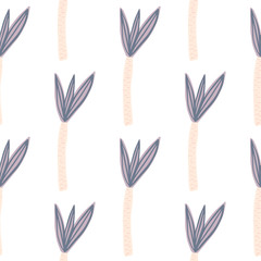 Geometric coconut palm tree wallpaper. Cute tropical palm tree seamless pattern on white background.