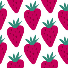 Geometric strawberry seamless pattern. Cute strawberries backdrop. doodle sweet berries wallpaper.